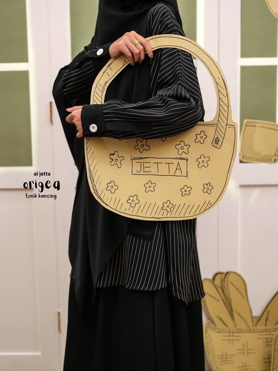 TUNIK KANCING + ROK + KHIMAR DEWASA